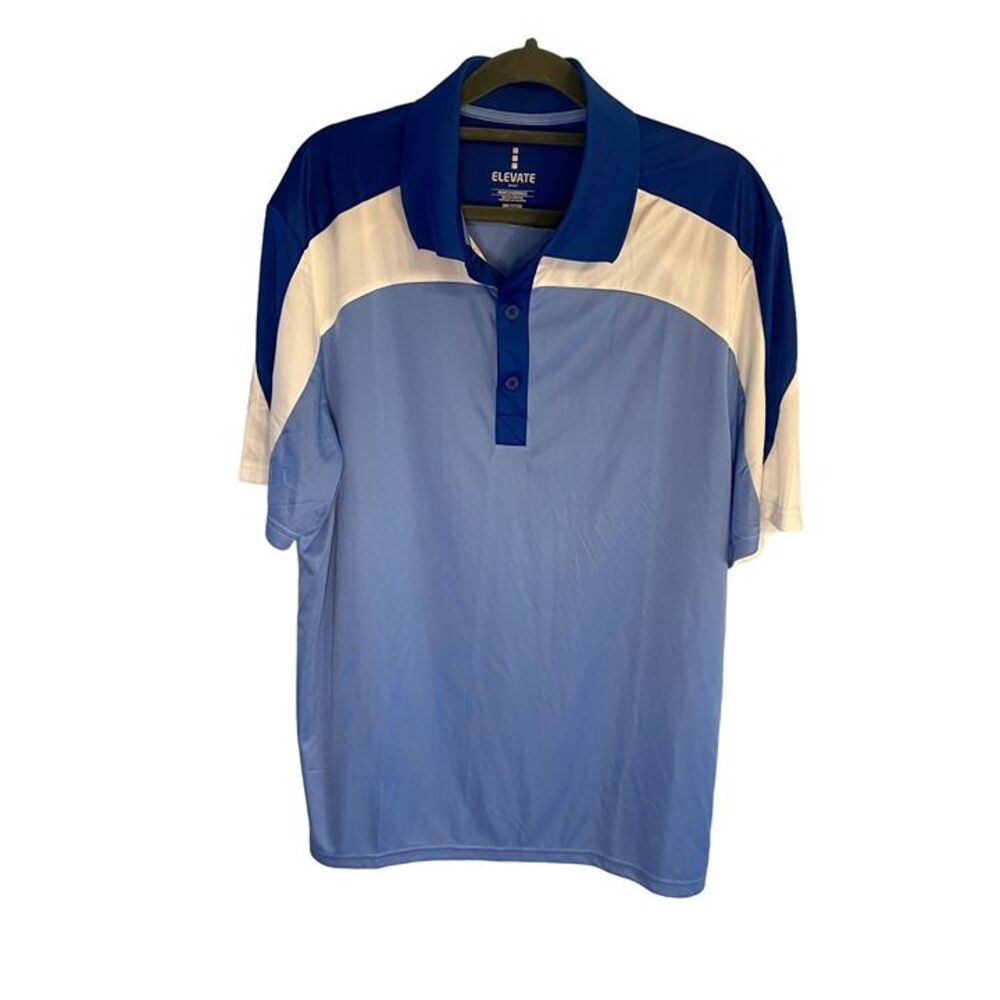Elevate Sport Mens Blue Color Block Short Sleeve Polo Shirt 16221 Size M